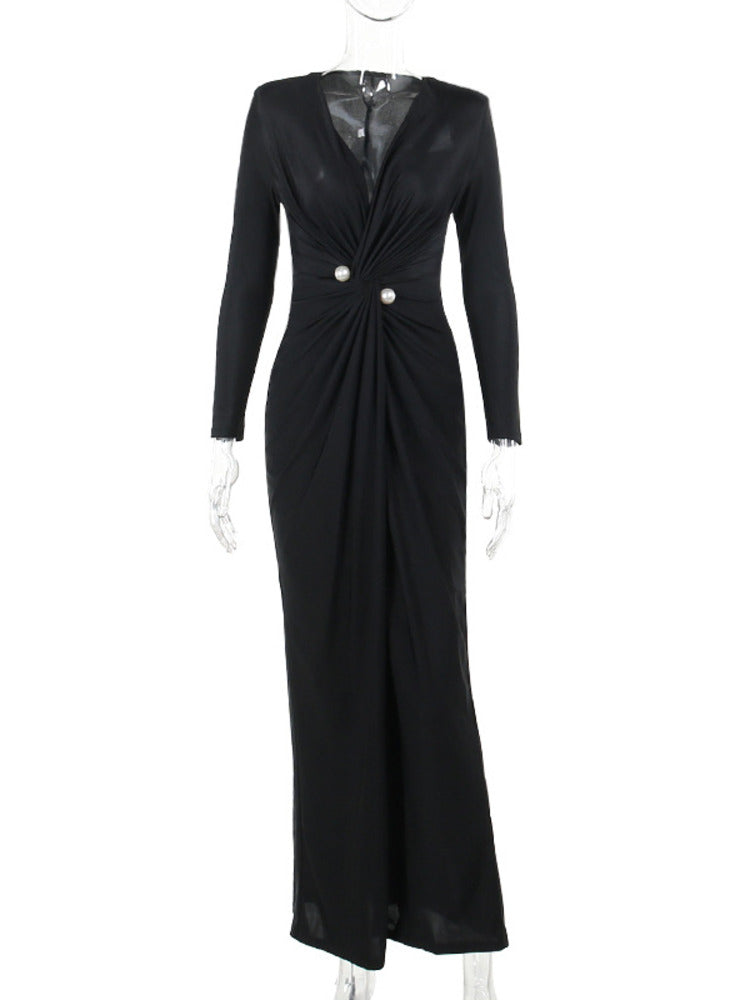 Doris Deep V Neck Sexy Maxi Dress