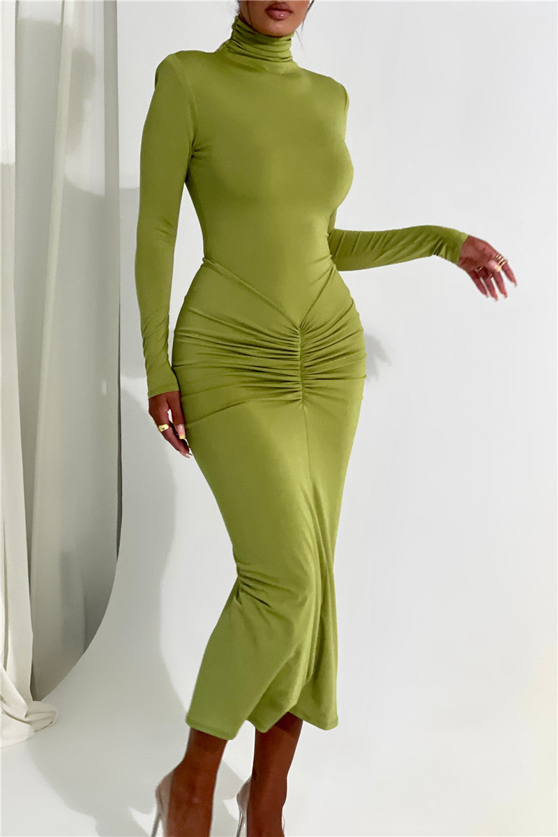 Kate Turtleneck Long Sleeve Bodycon Maxi Dress