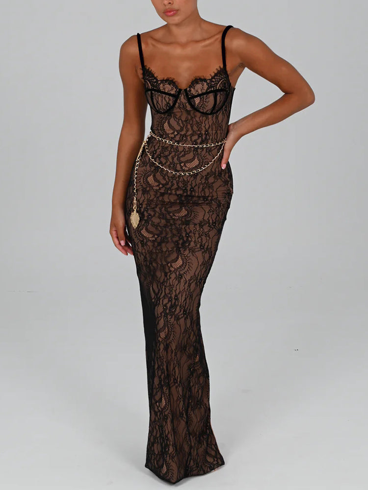 Valerie Lace Print Maxi Dress