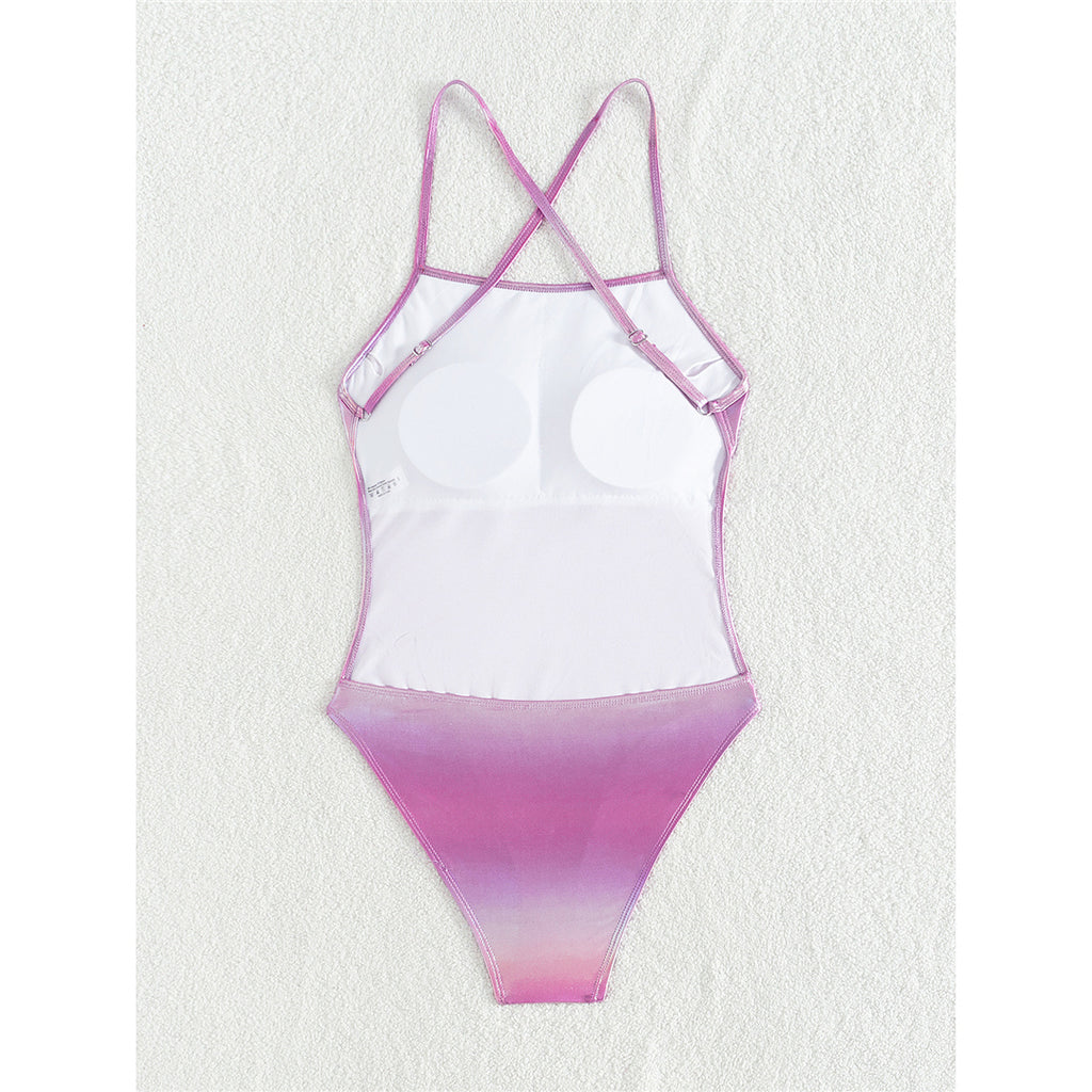 Renee PU Faux Leather Cross Back Monokini