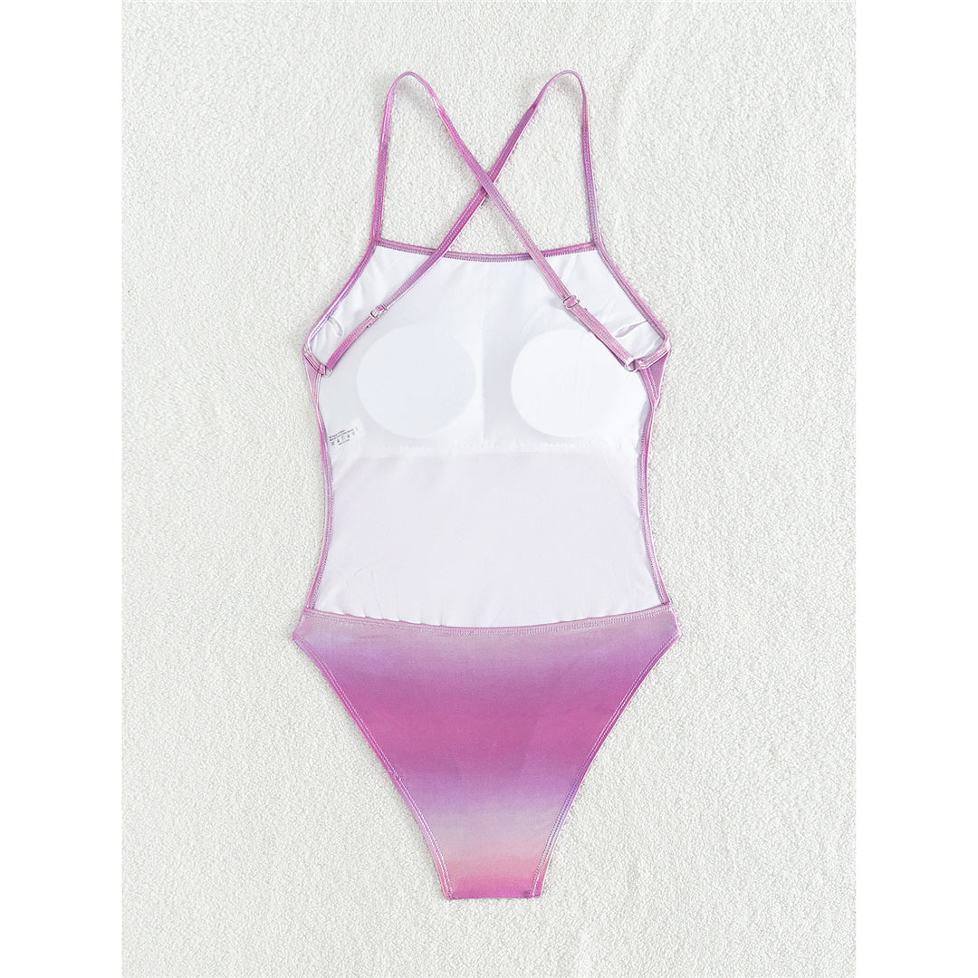 Renee PU Faux Leather Cross Back Monokini