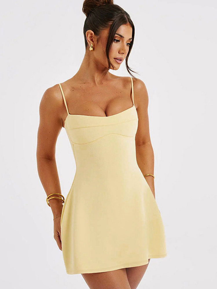 Irene Backless Suspender Mini Dress