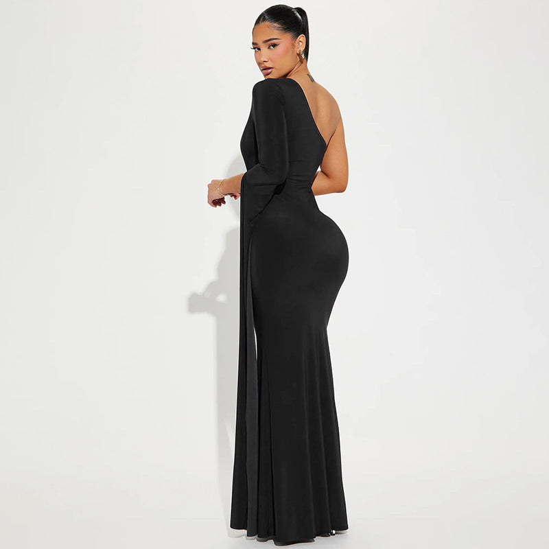 Samantha Hollow Out One Sleeve Sexy Maxi Dress