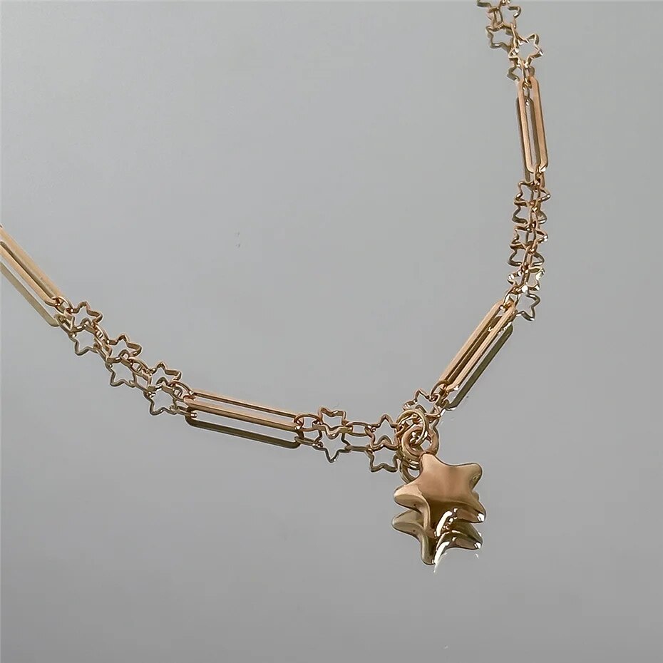 Aria Vintage Simple Love Star Pendant Choker Necklace