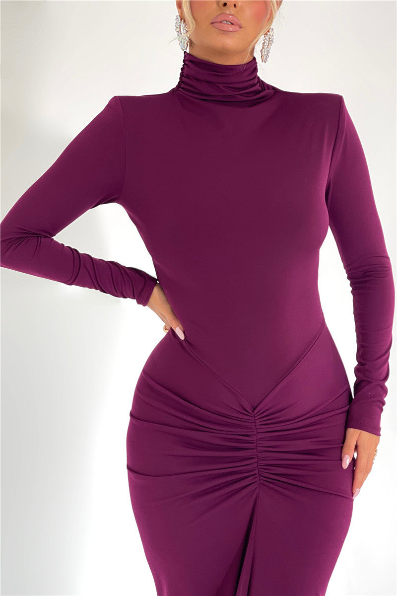 Kate Turtleneck Long Sleeve Bodycon Maxi Dress