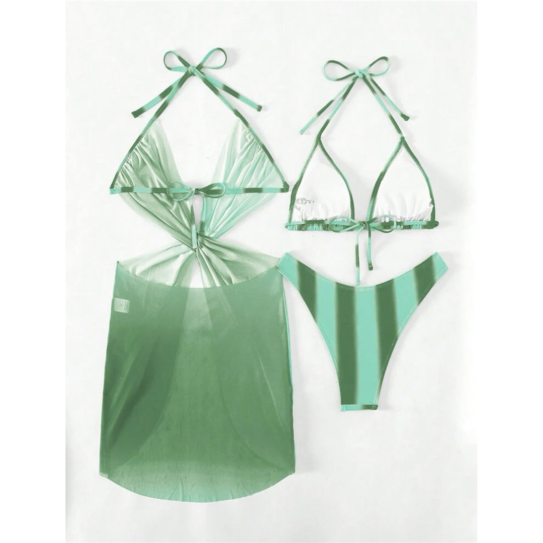 Erin Sexy With Dress Tie Dye Striped Bikini