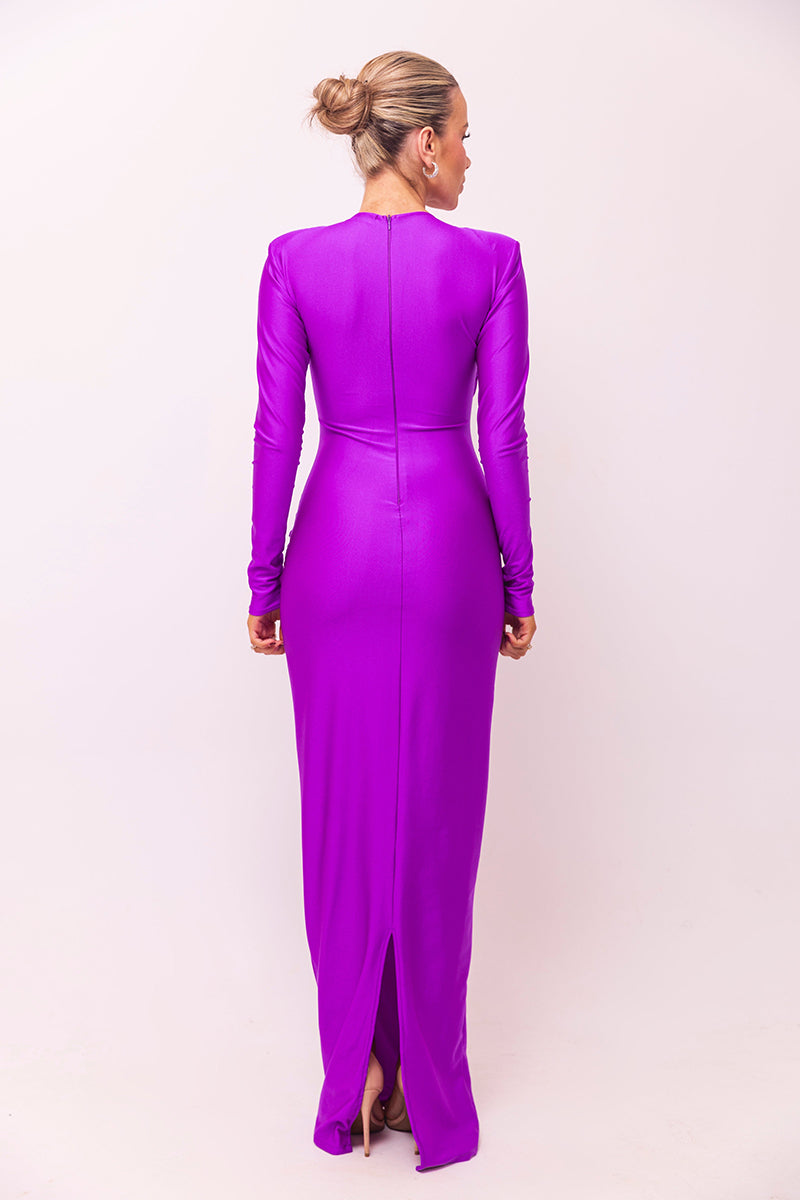 Rose Hollow Out Long Sleeve Sexy Maxi Dress