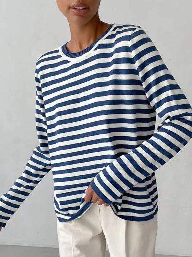 Samantha O Neck Stripped Women Sweater