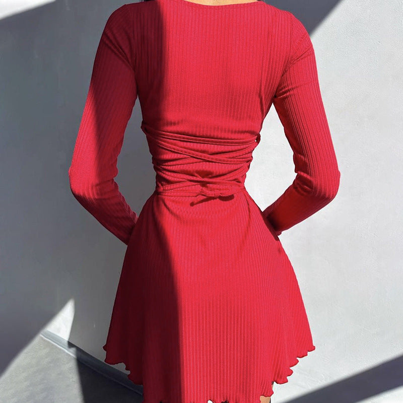 Charlotte Ribbed Long Sleeve Sexy Mini Dress