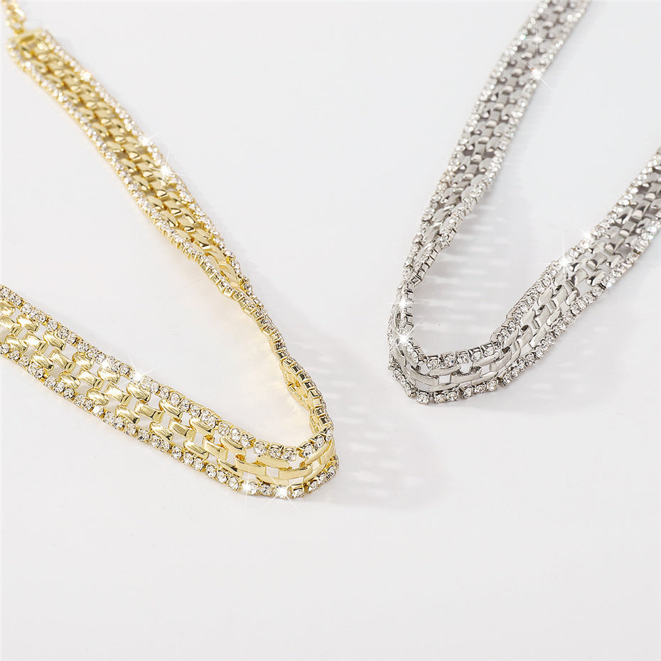 Lydia Rhinestones Square Chain Necklace