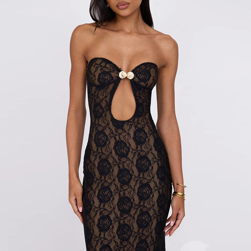 Peggy Hollow Out Lace Sexy Maxi Dress