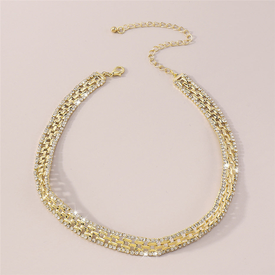 Lydia Rhinestones Square Chain Necklace