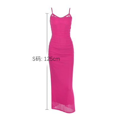 Erika Lace Mesh Sexy Spaghetti Strap Maxi Dress