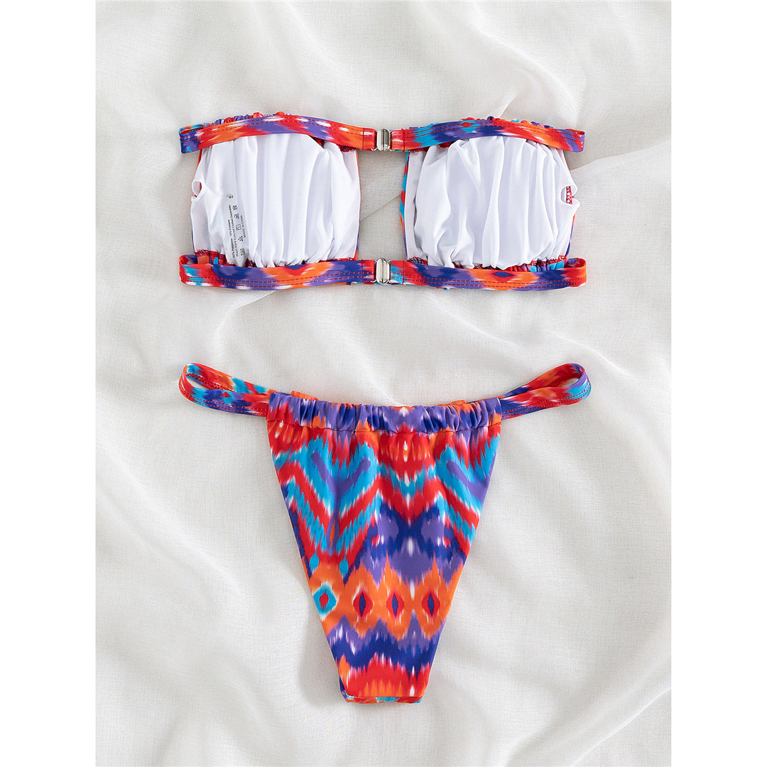 Penelope Sexy Printed Bandeau High Leg Cut Bikini
