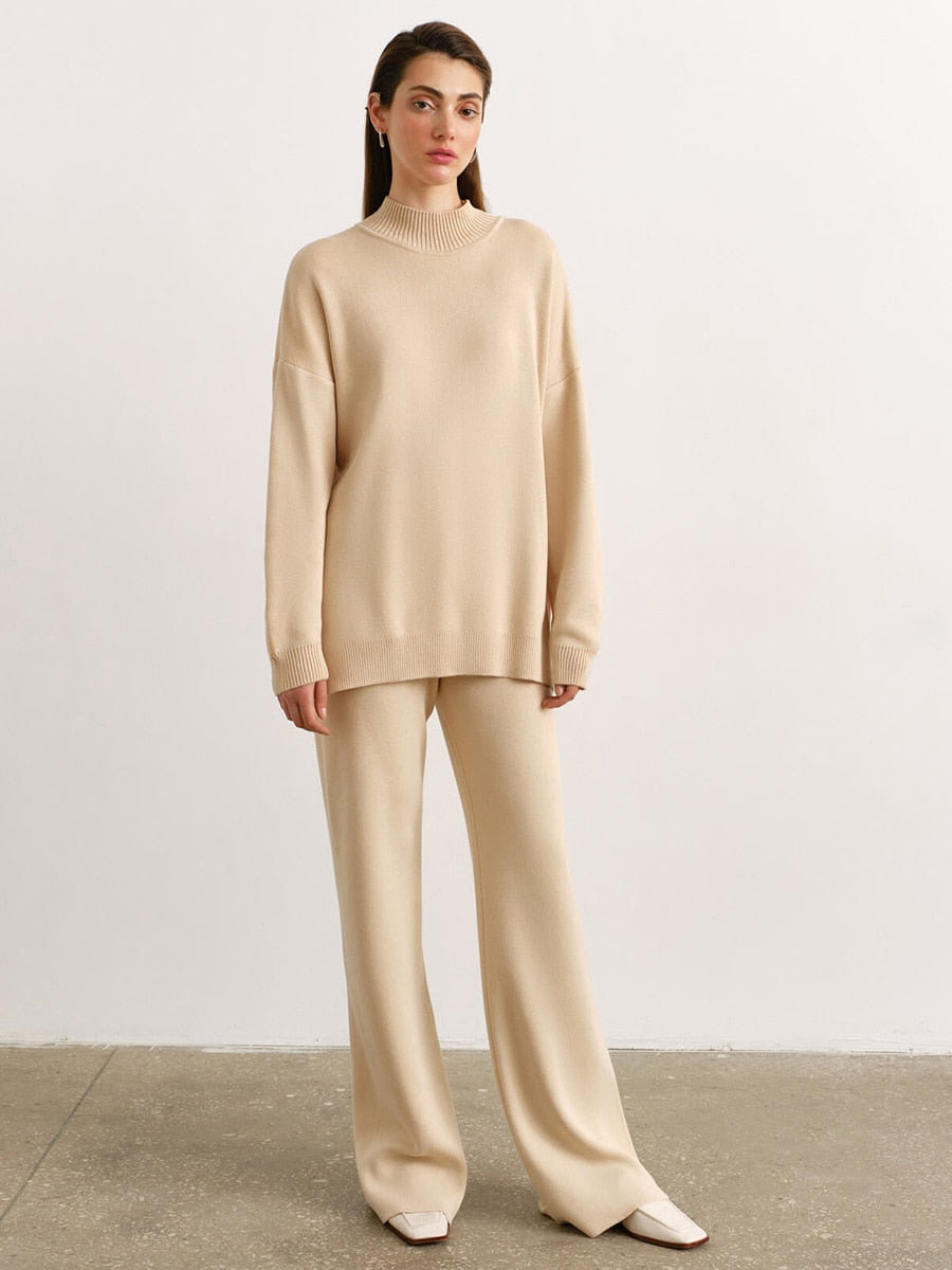 Jasmine Half Turtleneck Sweater & Wide Leg Pants