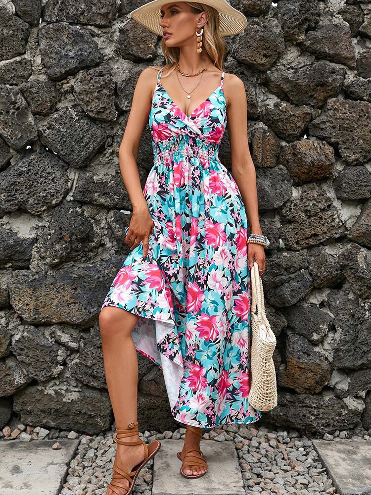 Alice Floral Casual Backless Long Dress
