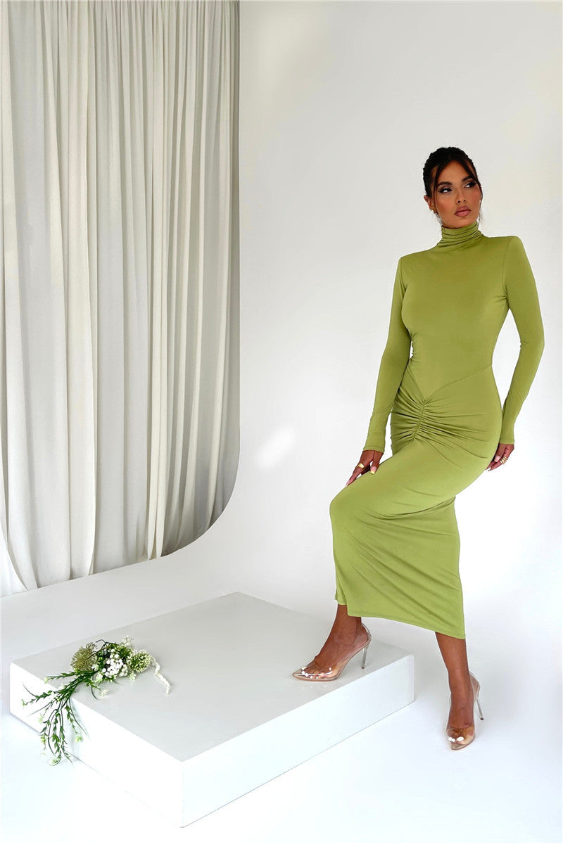 Kate Turtleneck Long Sleeve Bodycon Maxi Dress