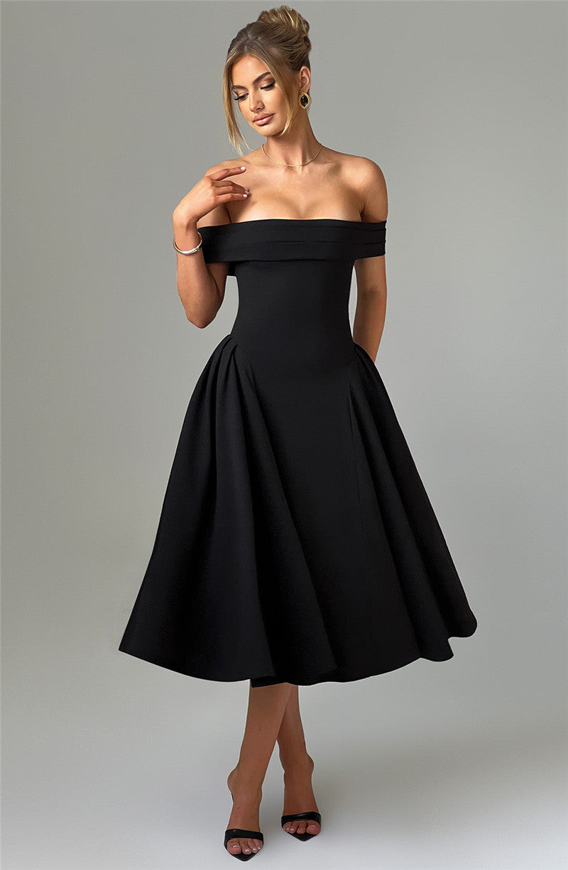 Rebecca Woman Off-shoulder Backless Sexy Midi Dress