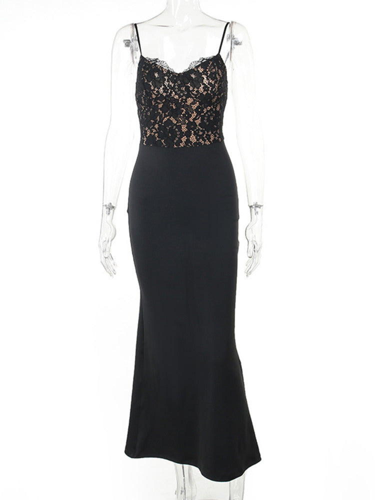 Fiona Lace Spaghetti Strap Bodycon Sexy Maxi Dress