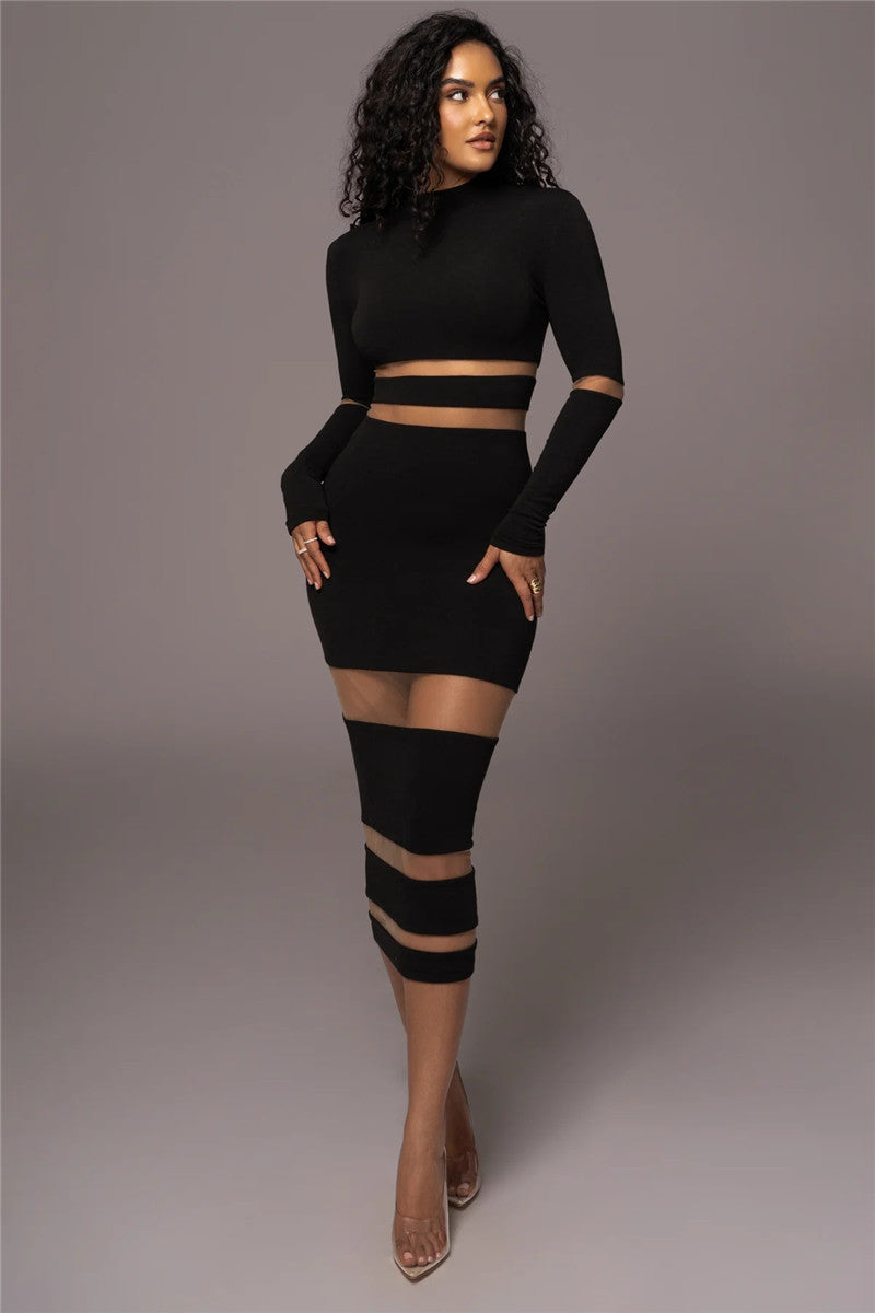 Phyllis Patchwork Bodycon Sexy Midi Dress