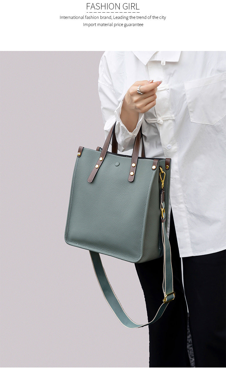 Jane Genuine Leather Vertical Tote Handbag