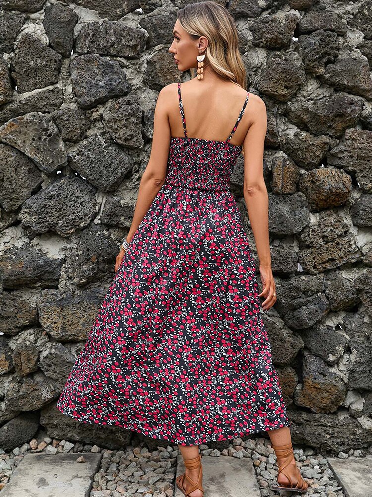 Alice Floral Casual Backless Long Dress