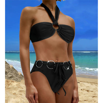 Sue Halter Metal Rings Brazilian Bikini