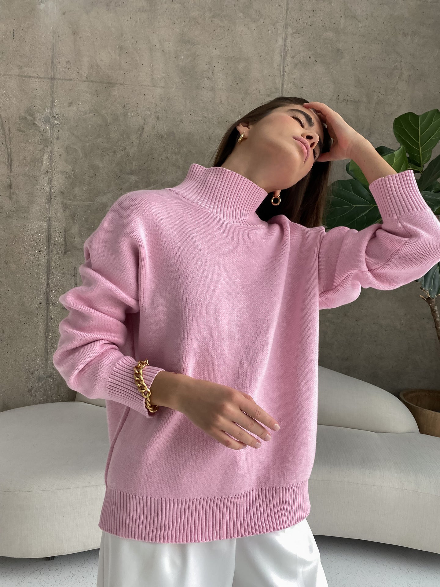 Dawn Women Turtleneck Oversized Casual Sweater