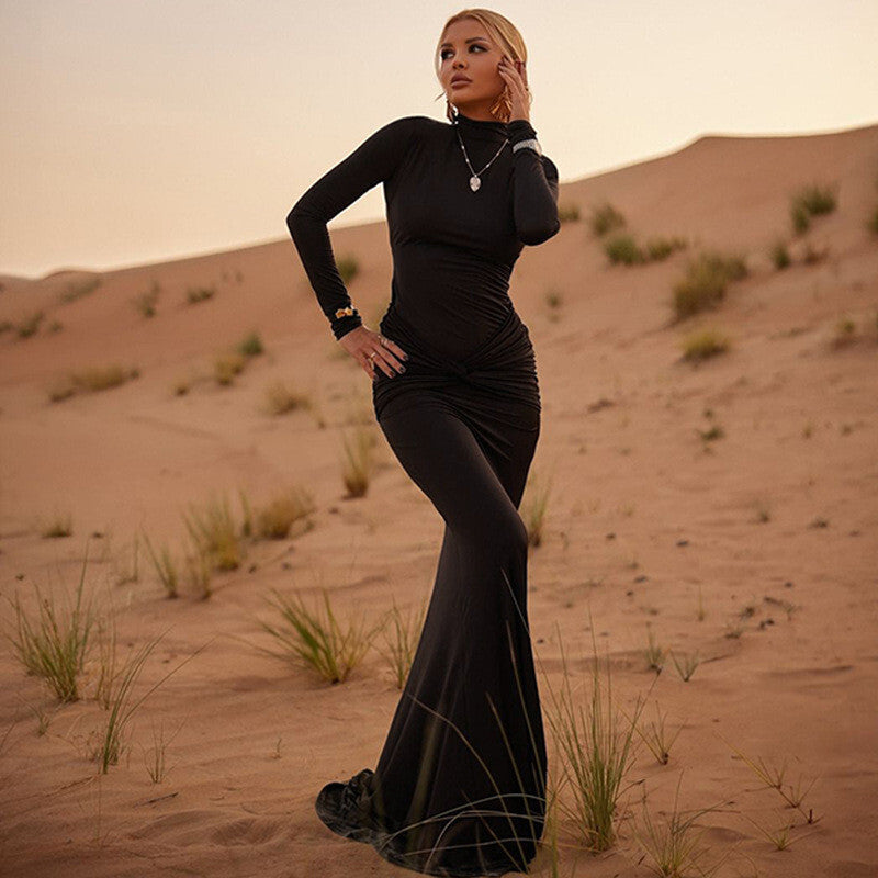 Sheila Turtleneck Long Sleeve Sexy Maxi Dress