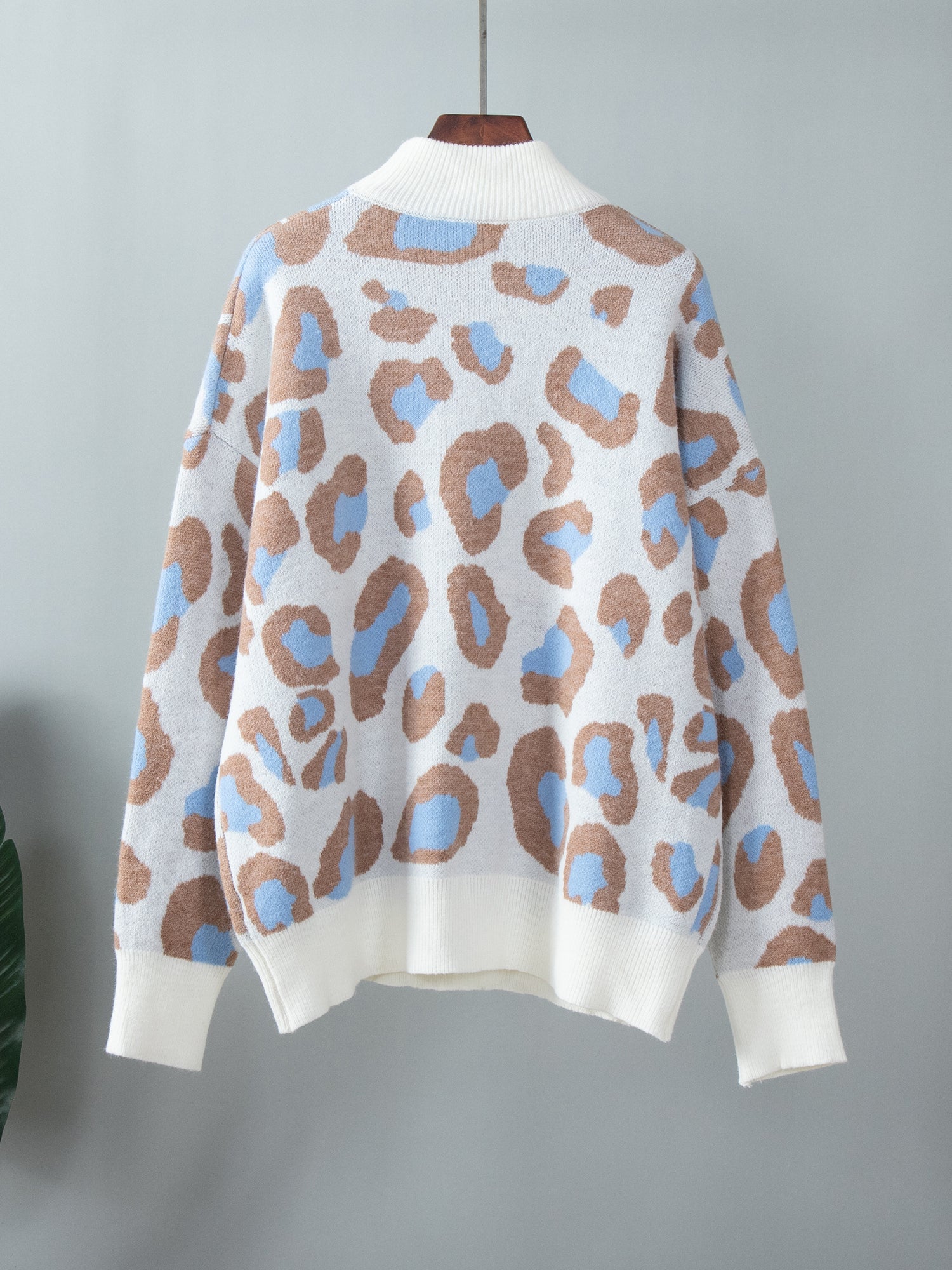 Vicki Leopard Print Turtleneck Oversize Women Jumper