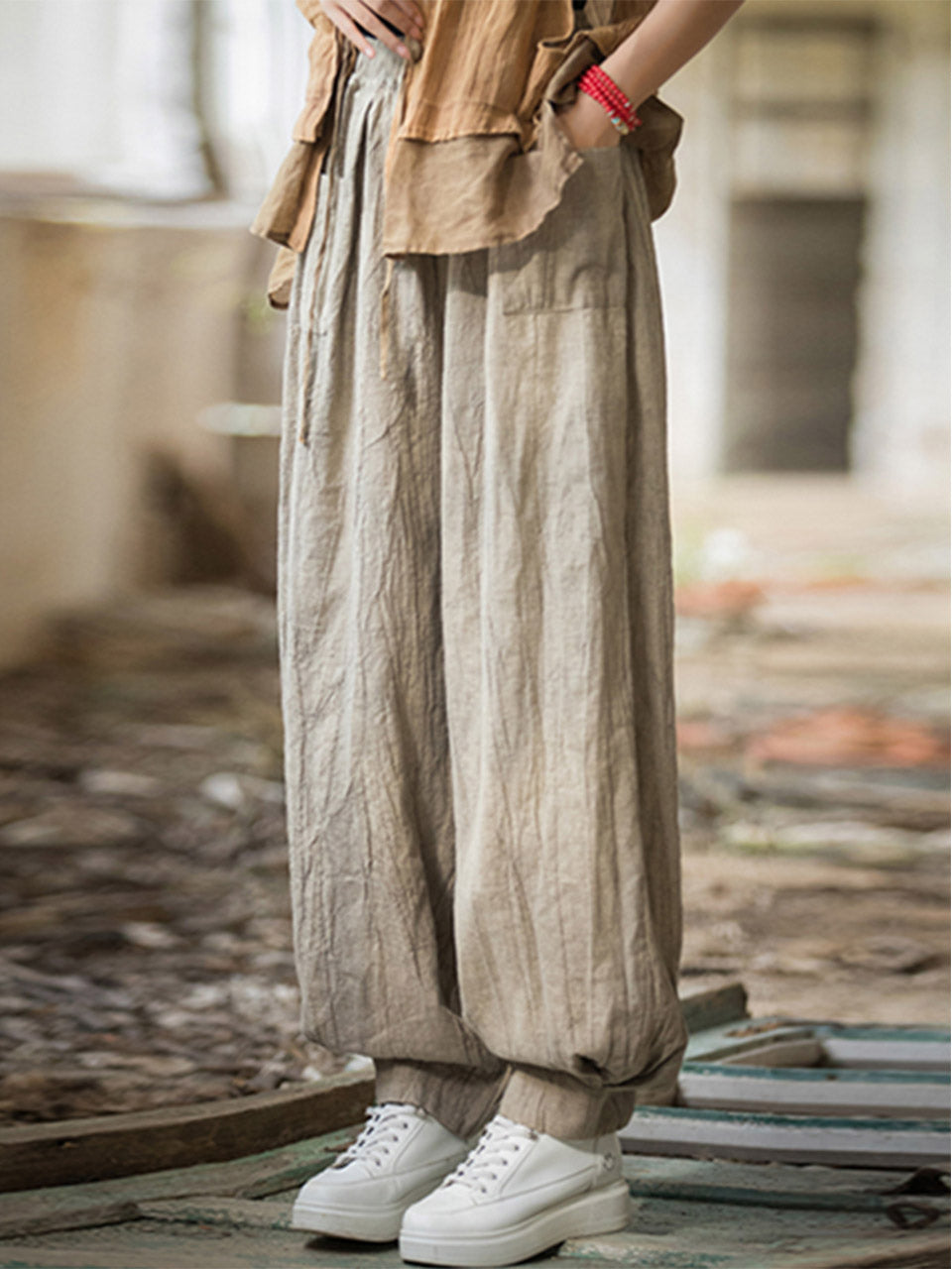 Peggy Cotton Linen Baggy Cargo Pants