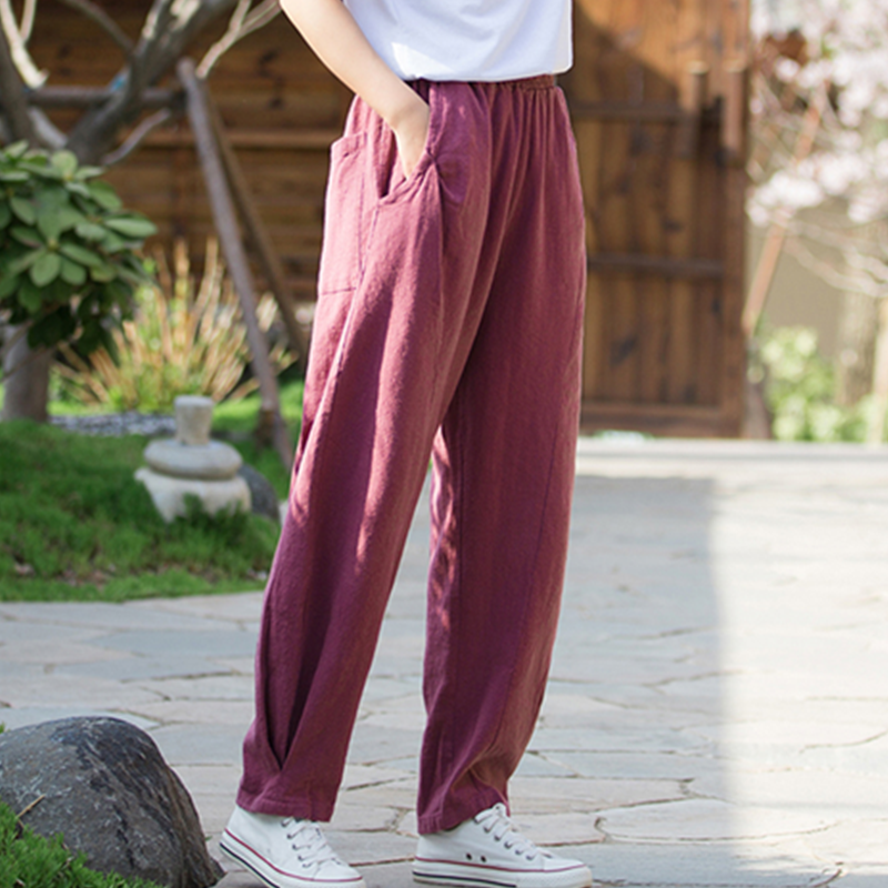 Yvonne Cotton Linen Women High Waist Pants