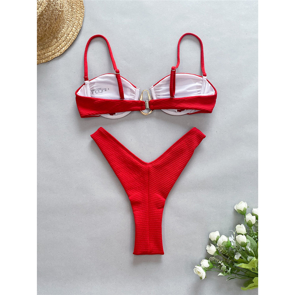 Bertha Sexy Metal Ring Wrinkled Underwired Bikini