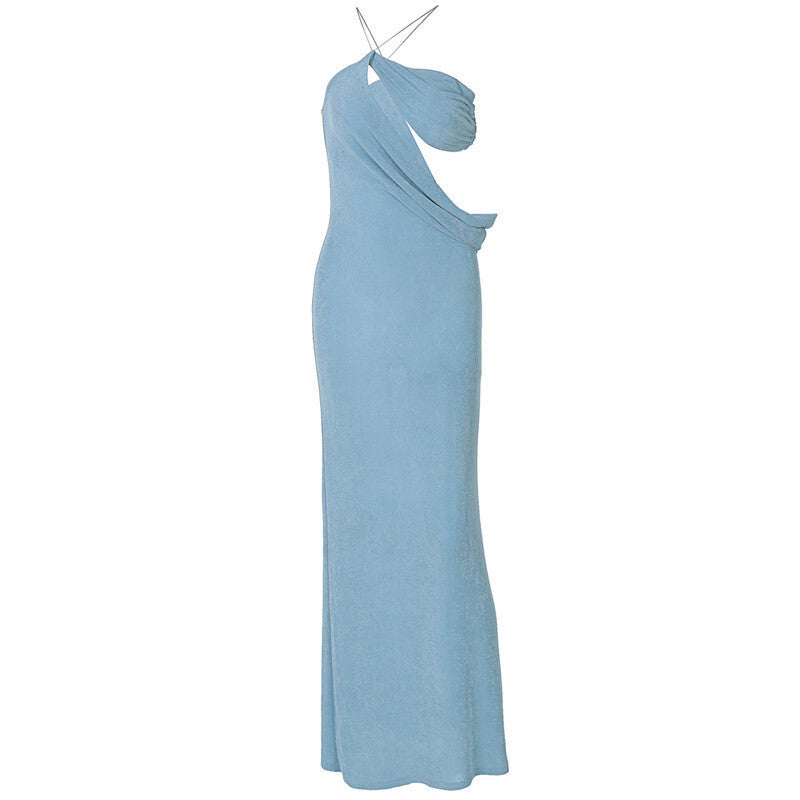Jamie Halter Skew Collar Sexy Maxi Dress