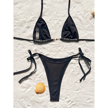 Dorothy Halter Pearl Strappy High Cut Bikini