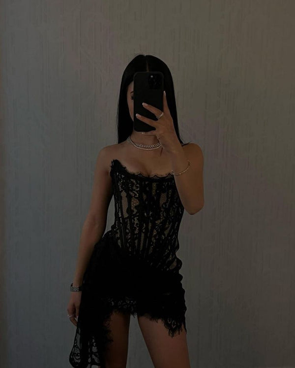 Natalie Lace Strapless Sexy Mini Dress