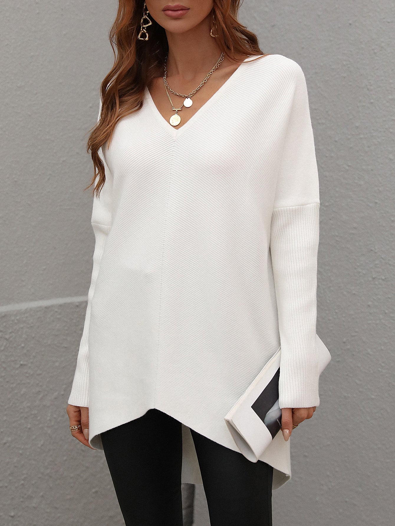 Joanna V-Neck Solid Color Women Sweater