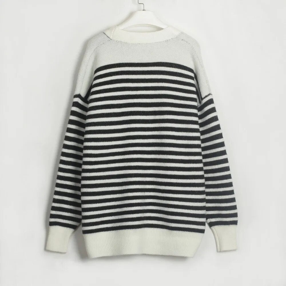 Pamela Cosy Fashion All-match Patchwork Style Women Sweater