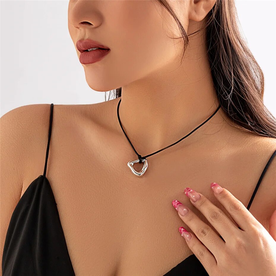 Regina Vintage Black Leather Braid Wax Cord Chain Necklace