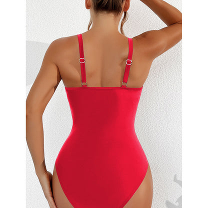 Fiona Mesh Sheer V Neck Leopard Printed Monokini