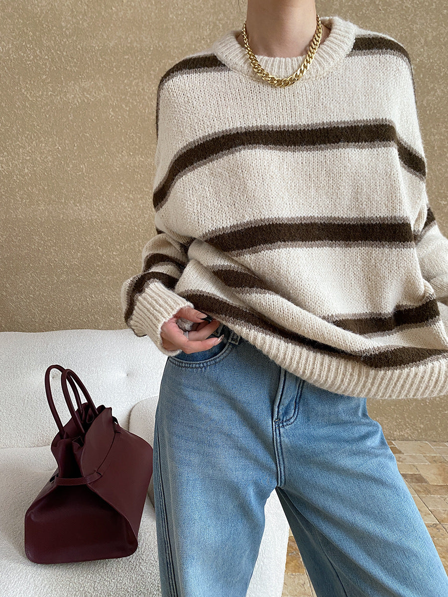 Shirley Casual Striped Knitted Woman Sweater