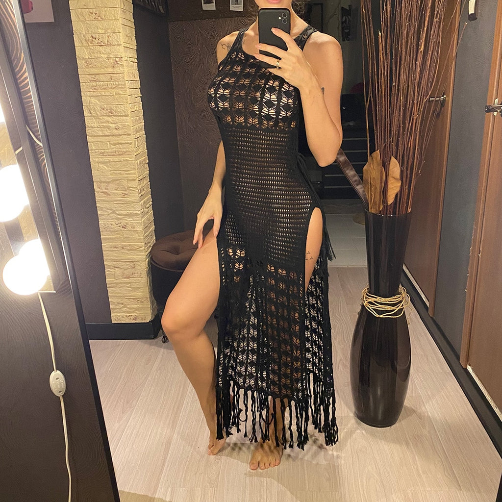 Melanie Fringe Tassel Backless Long Dress