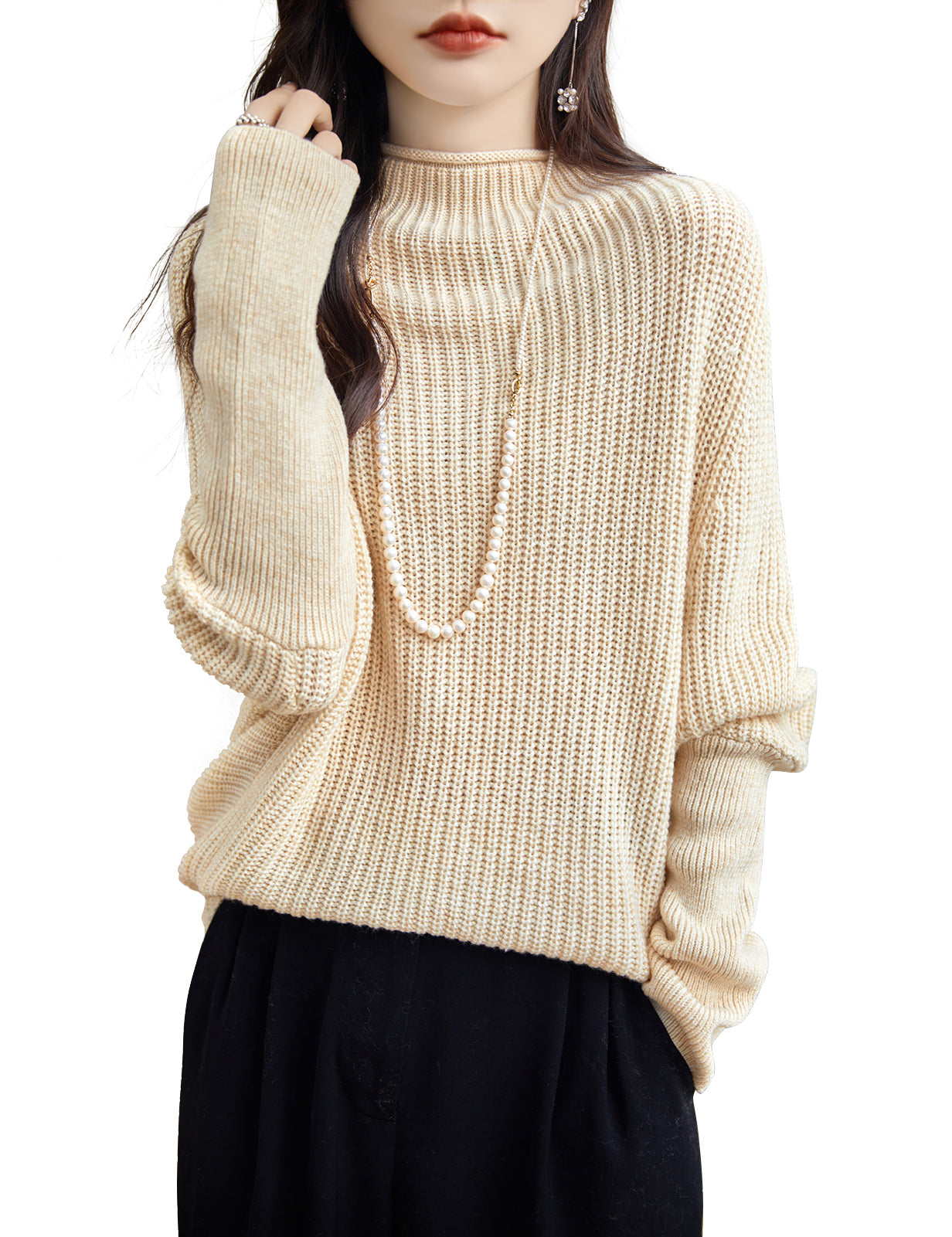 Grace Woman Oversized Mock Neck Sweater