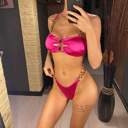 Laura Sexy Metal Rings Brazilian High Cut Bikini