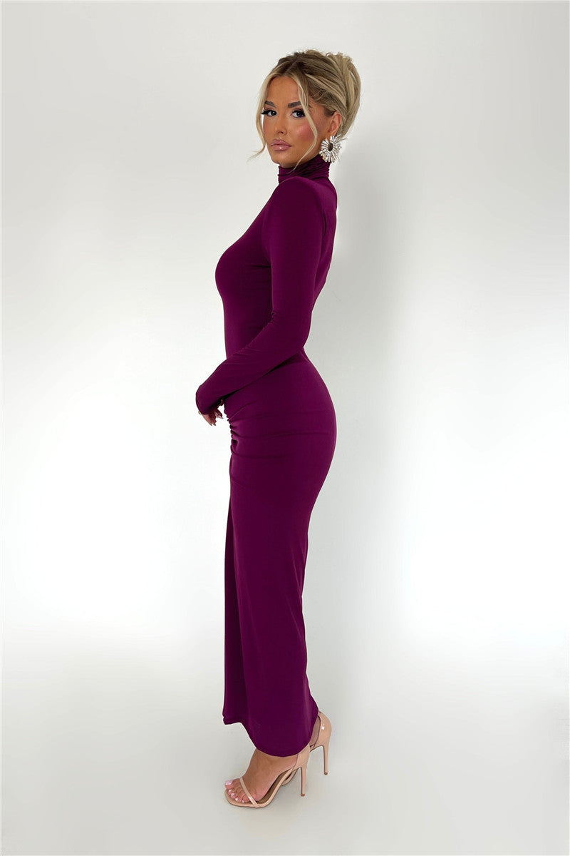 Kate Turtleneck Long Sleeve Bodycon Maxi Dress