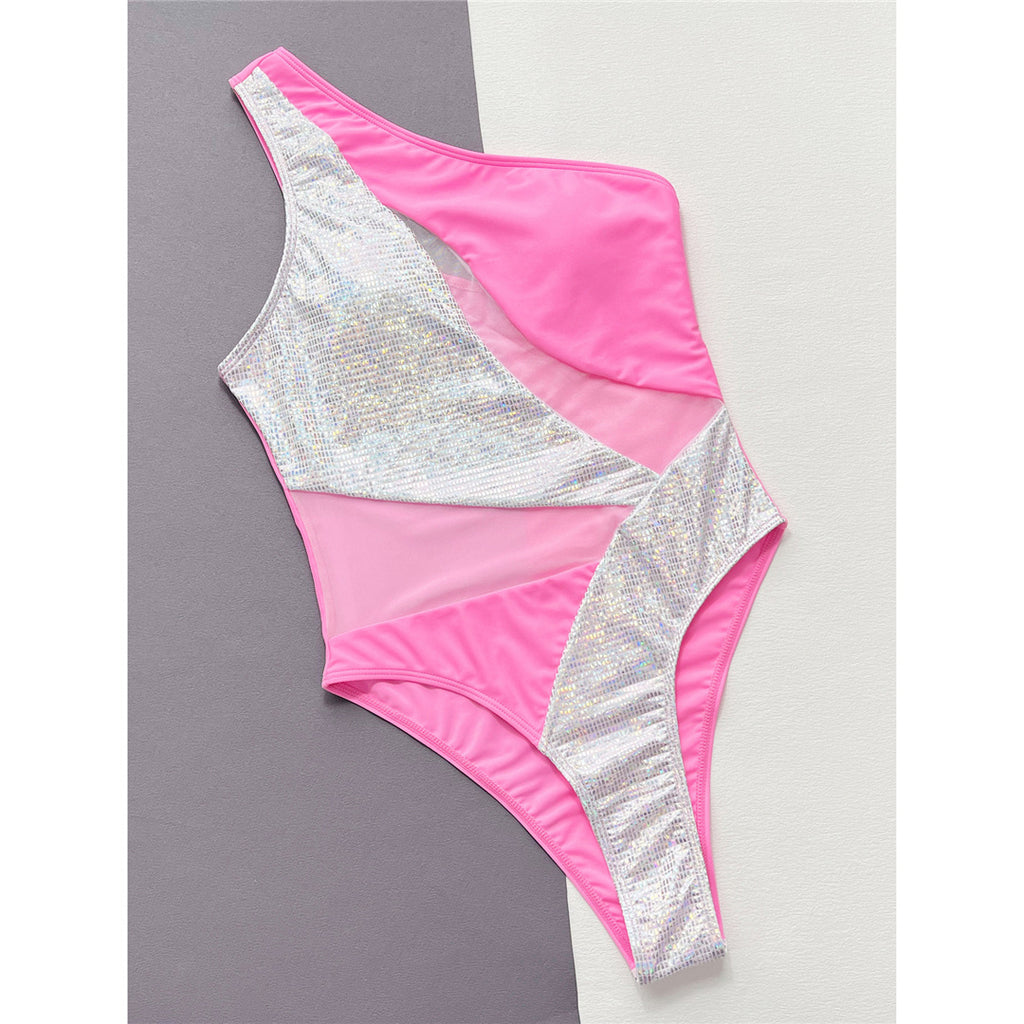 Joanna One Shoulder Shiny Sequins Monokini