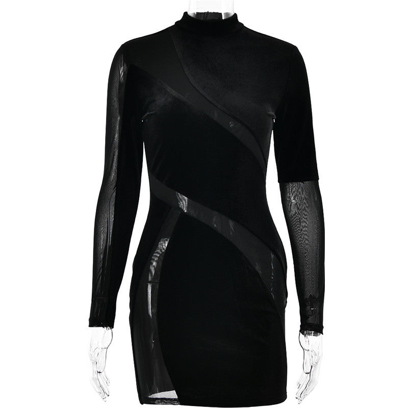 Terri Velvet Long Sleeve Sexy Mini Dress