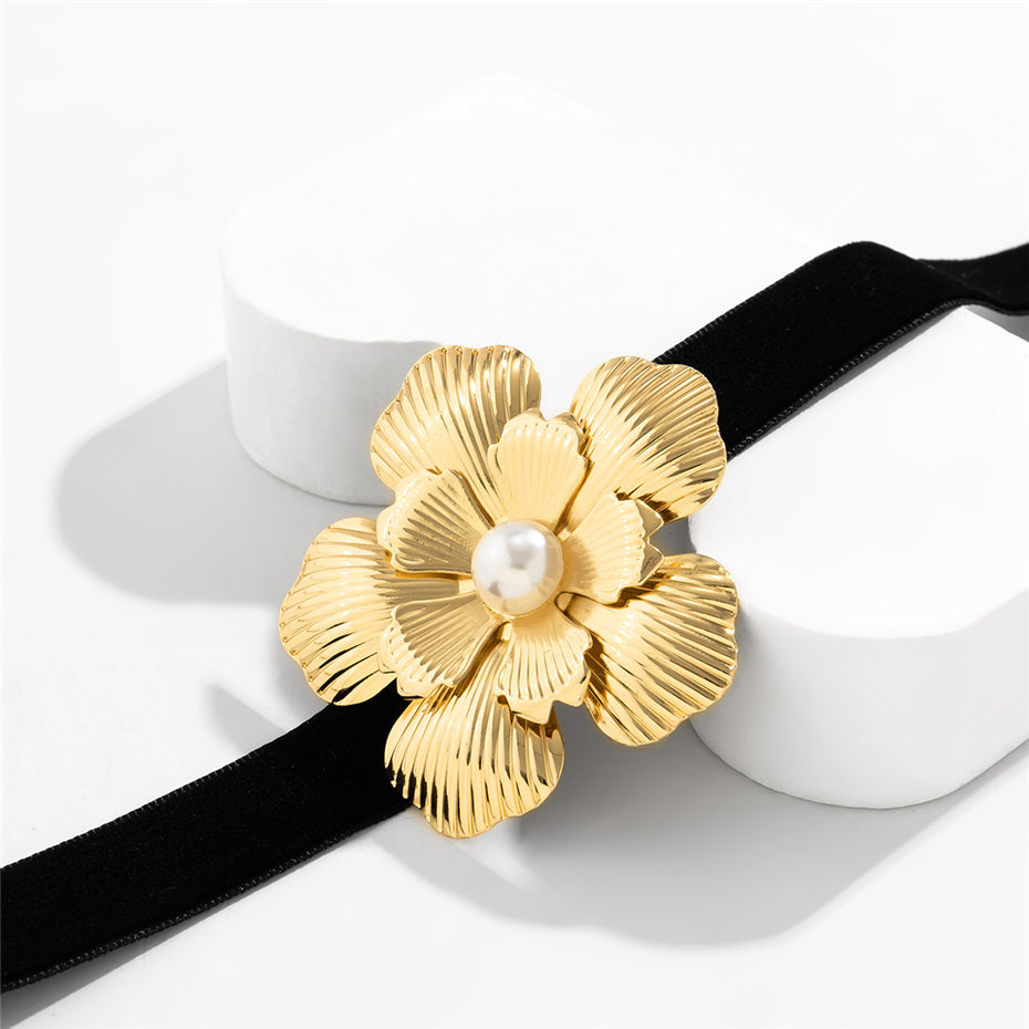 Vanessa Velvet Rose Flower Choker Necklace