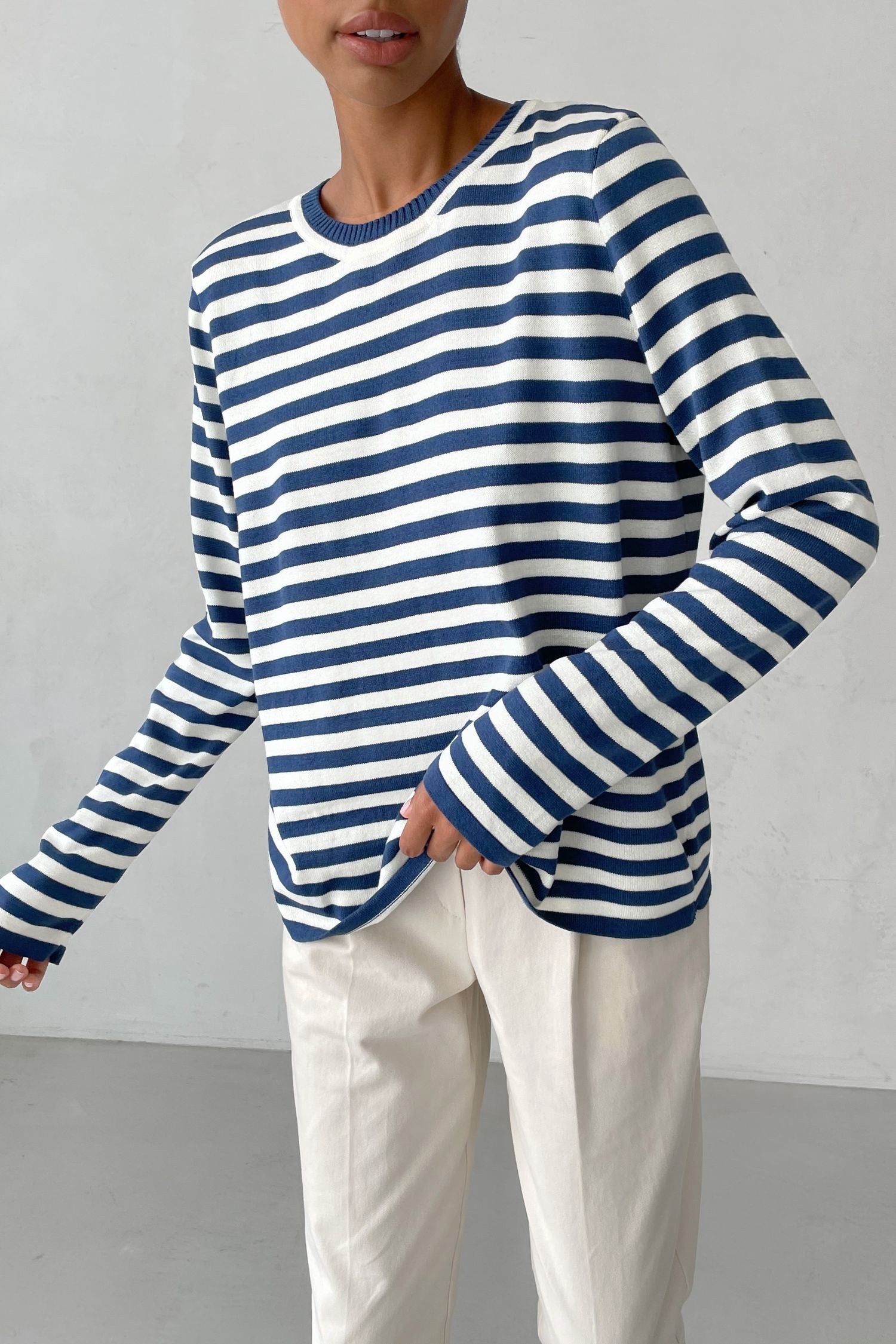 Rita Loose Casual Knitted Stripe Women Sweater
