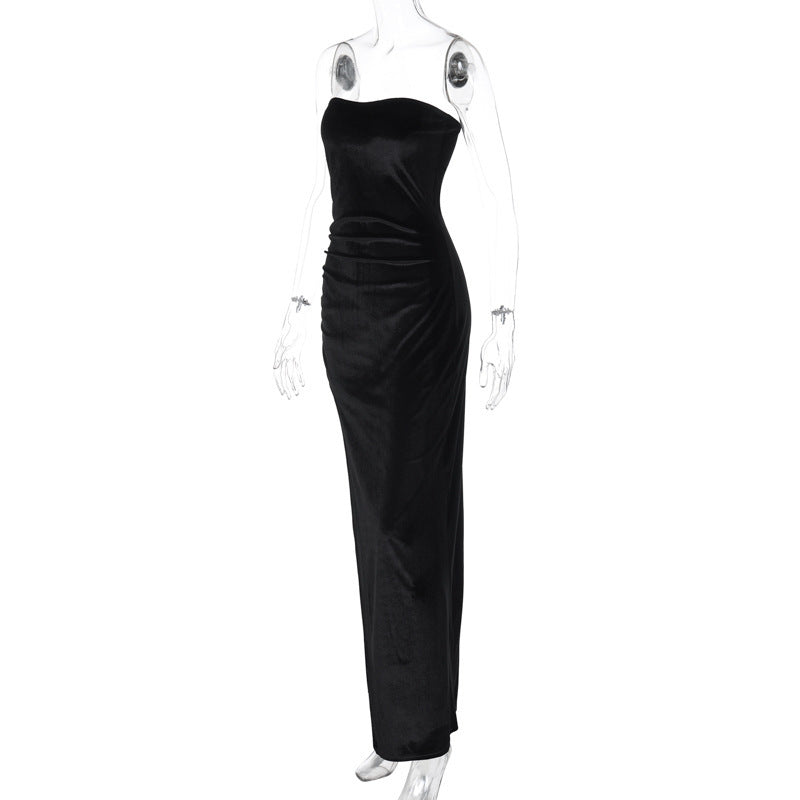 Shirley Strapless Thigh High Split Maxi Dress